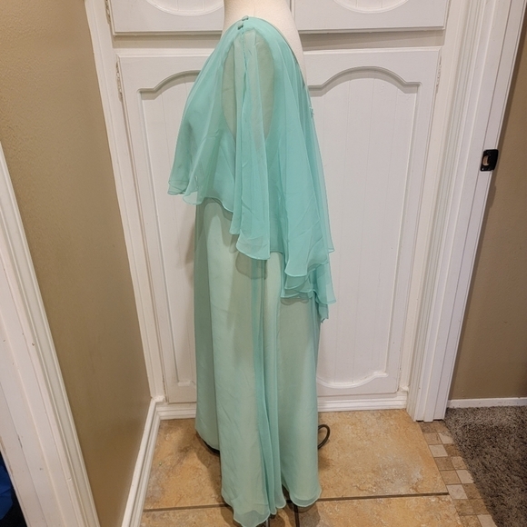 VINTAGE 70s pale green chiffon maxi dress 👗 - Picture 8 of 11
